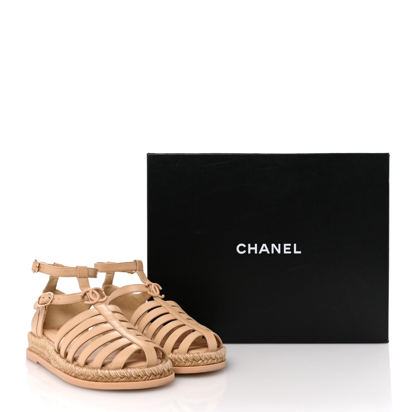 Lambskin Espadrille Sandals 39 Beige