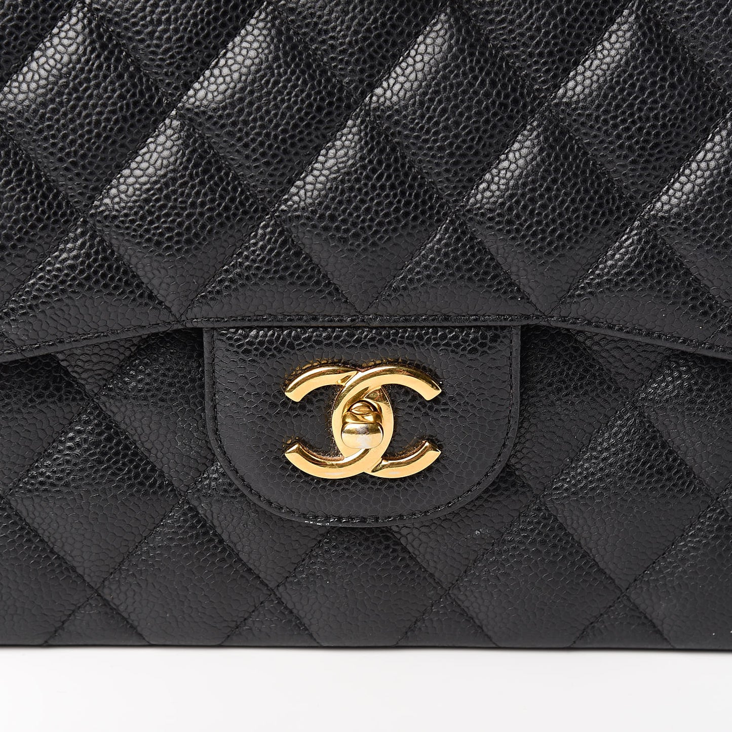 Caviar Quilted Jumbo Double Flap Black