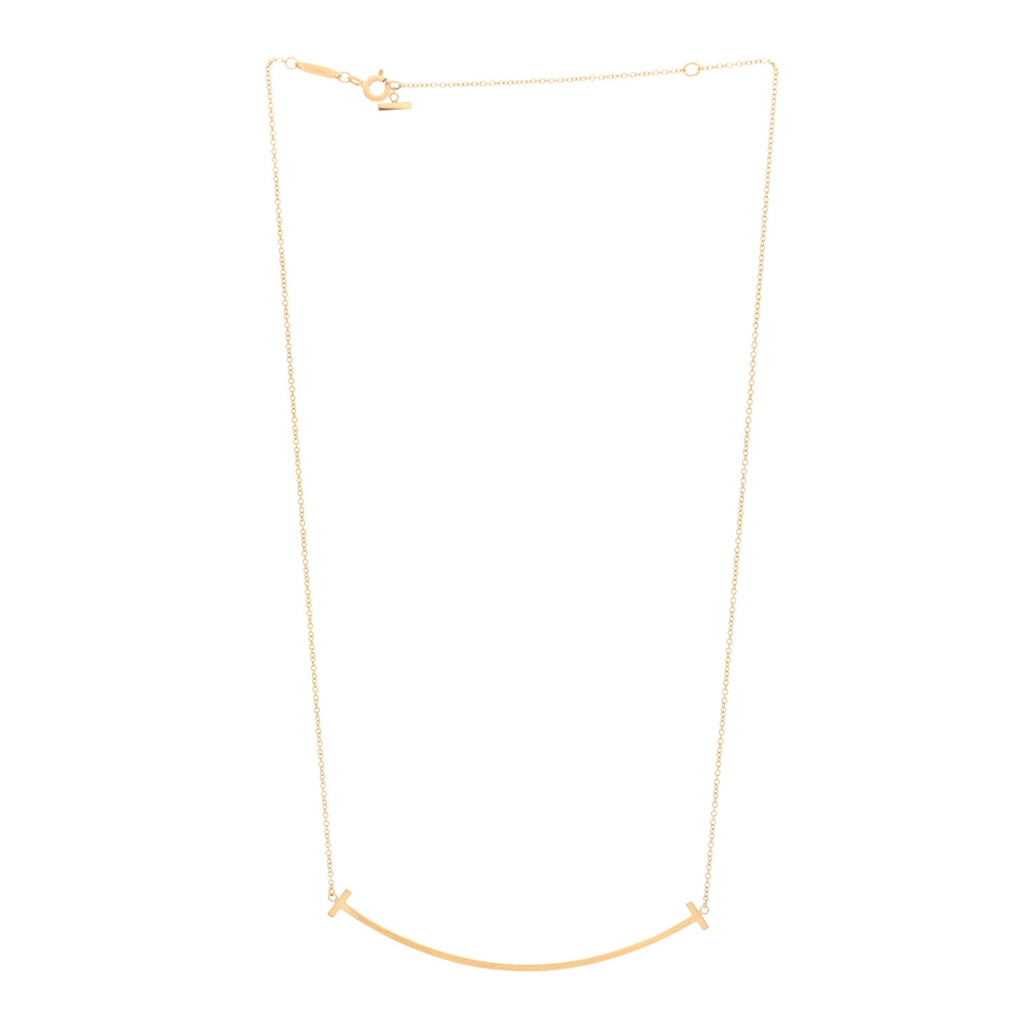 18K Yellow Gold Large T Smile Pendant Necklace