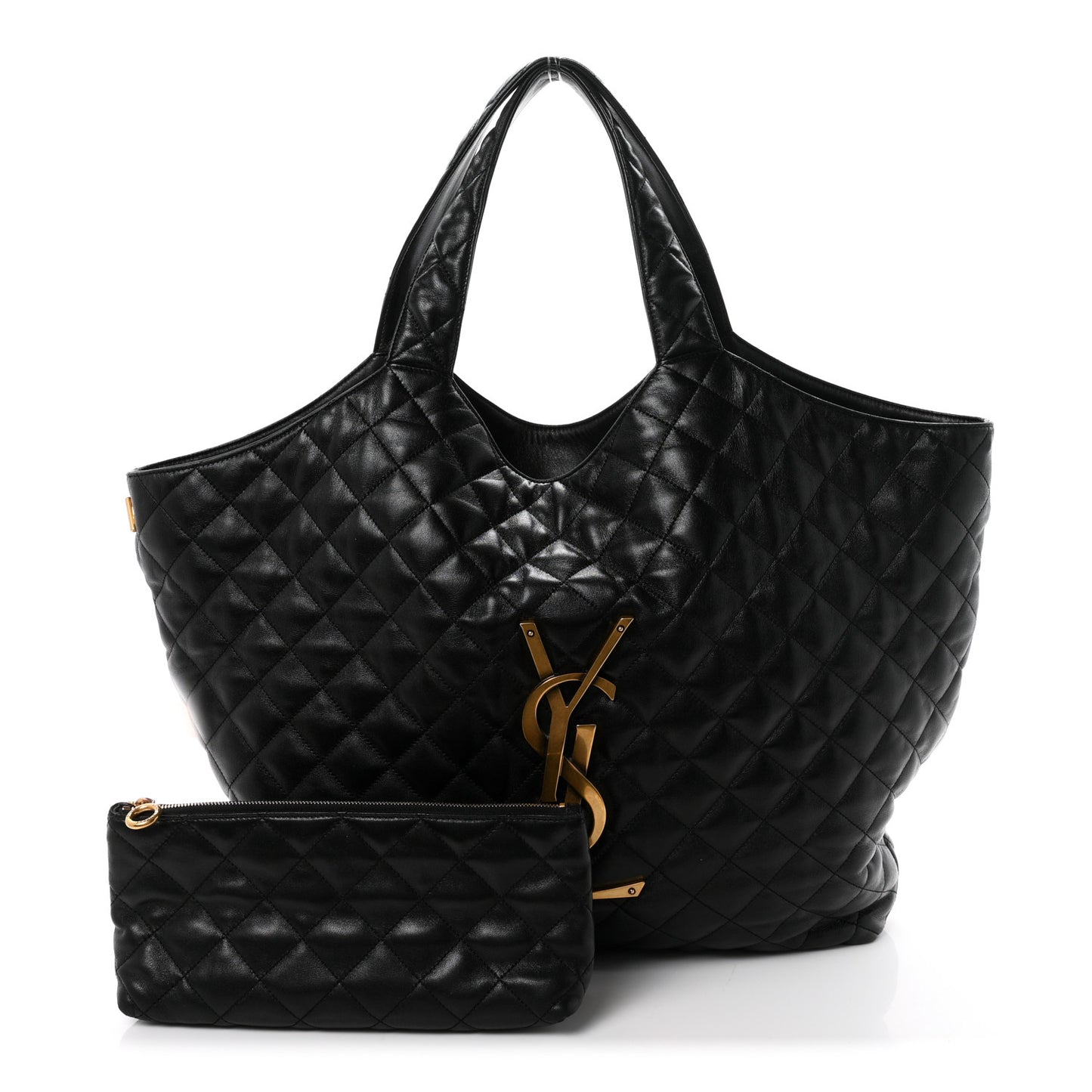 Lambskin Quilted Maxi Icare Shopping Tote Black