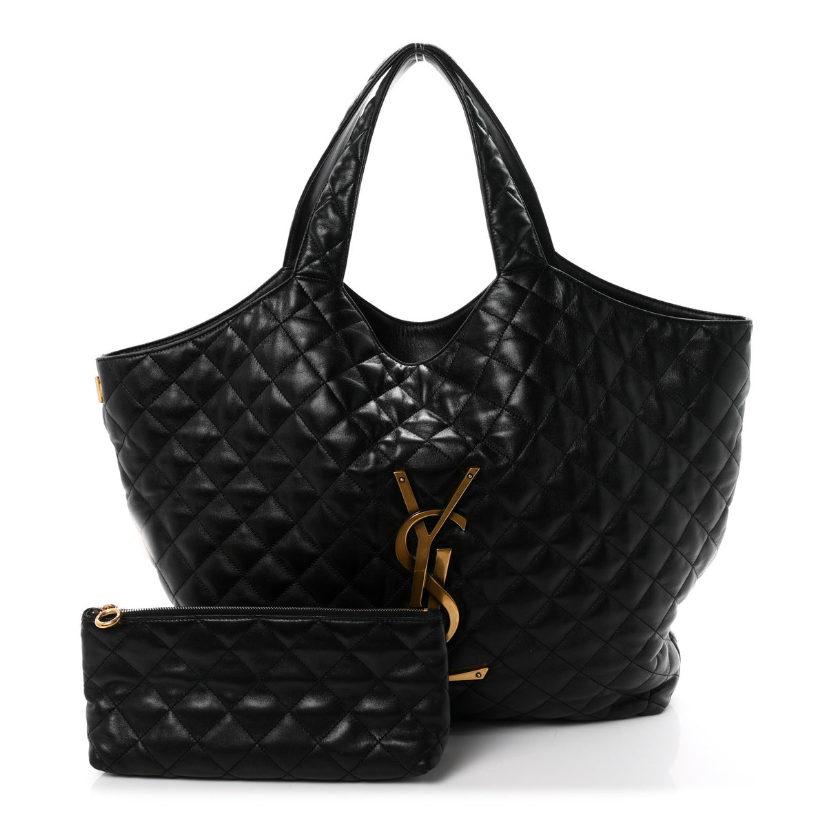 Saint Laurent Lambskin Quilted Maxi Icare Shopping Tote Black 3 of 11