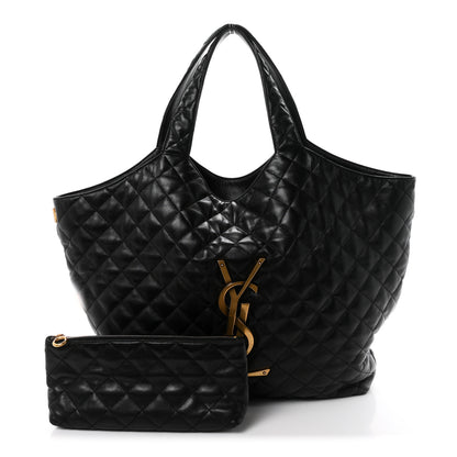 Saint Laurent Lambskin Quilted Maxi Icare Shopping Tote Black 3 of 11