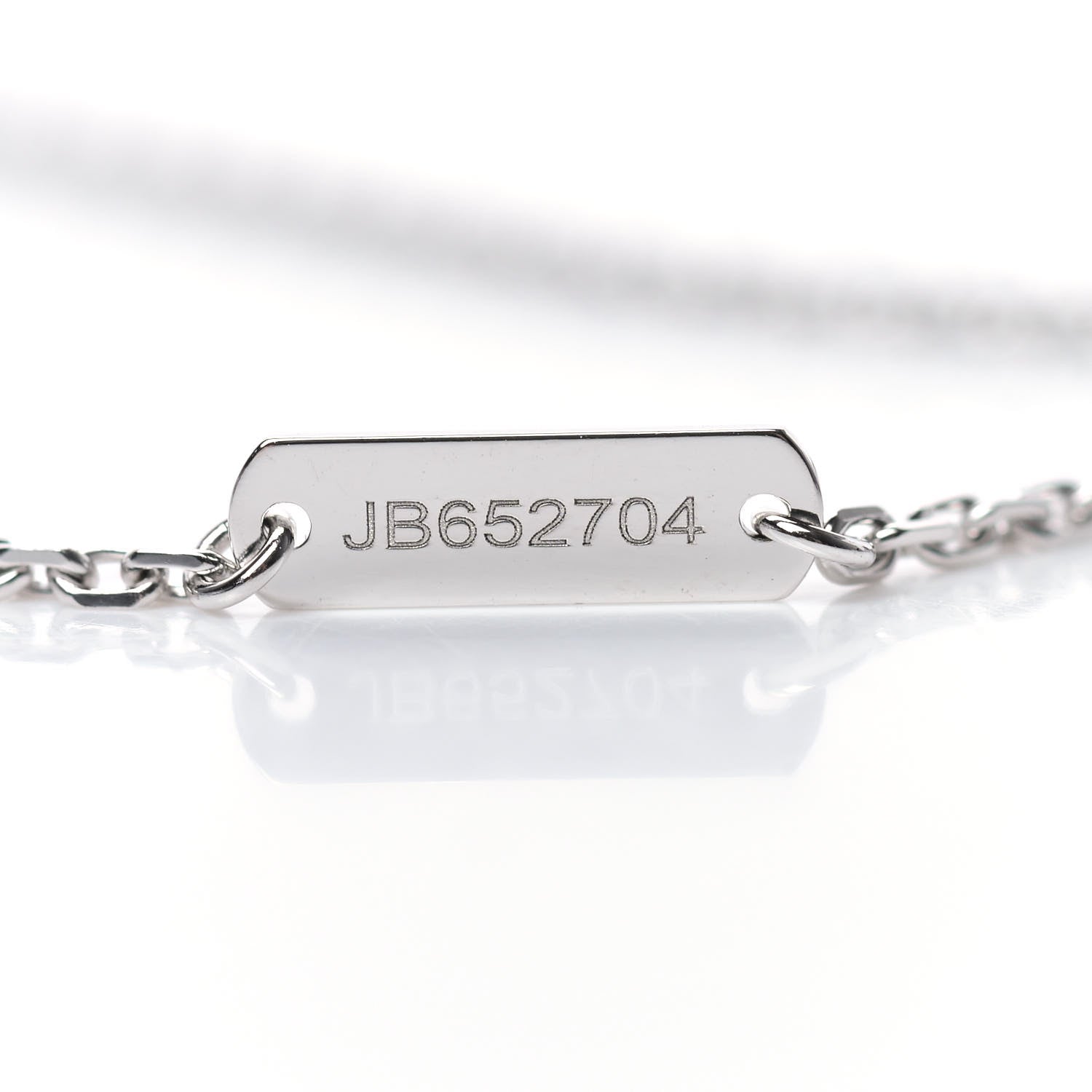 Van Cleef & Arpels 18K White Gold Diamond Guilloche Vintage Alhambra Pendant Necklace 4 of 6