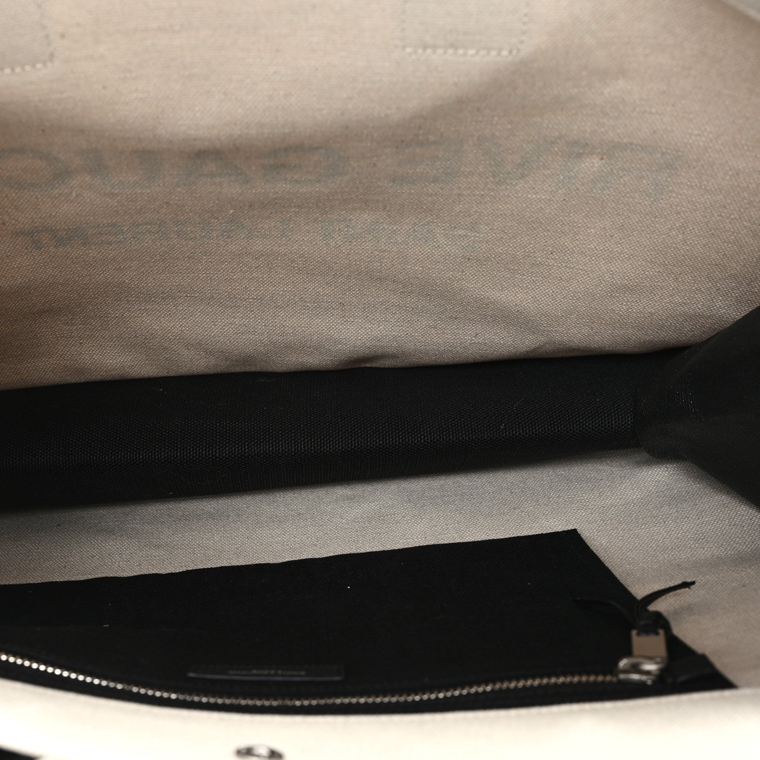 Saint Laurent Linen Calfskin Small Rive Gauche Tote Natural Black 5 of 11