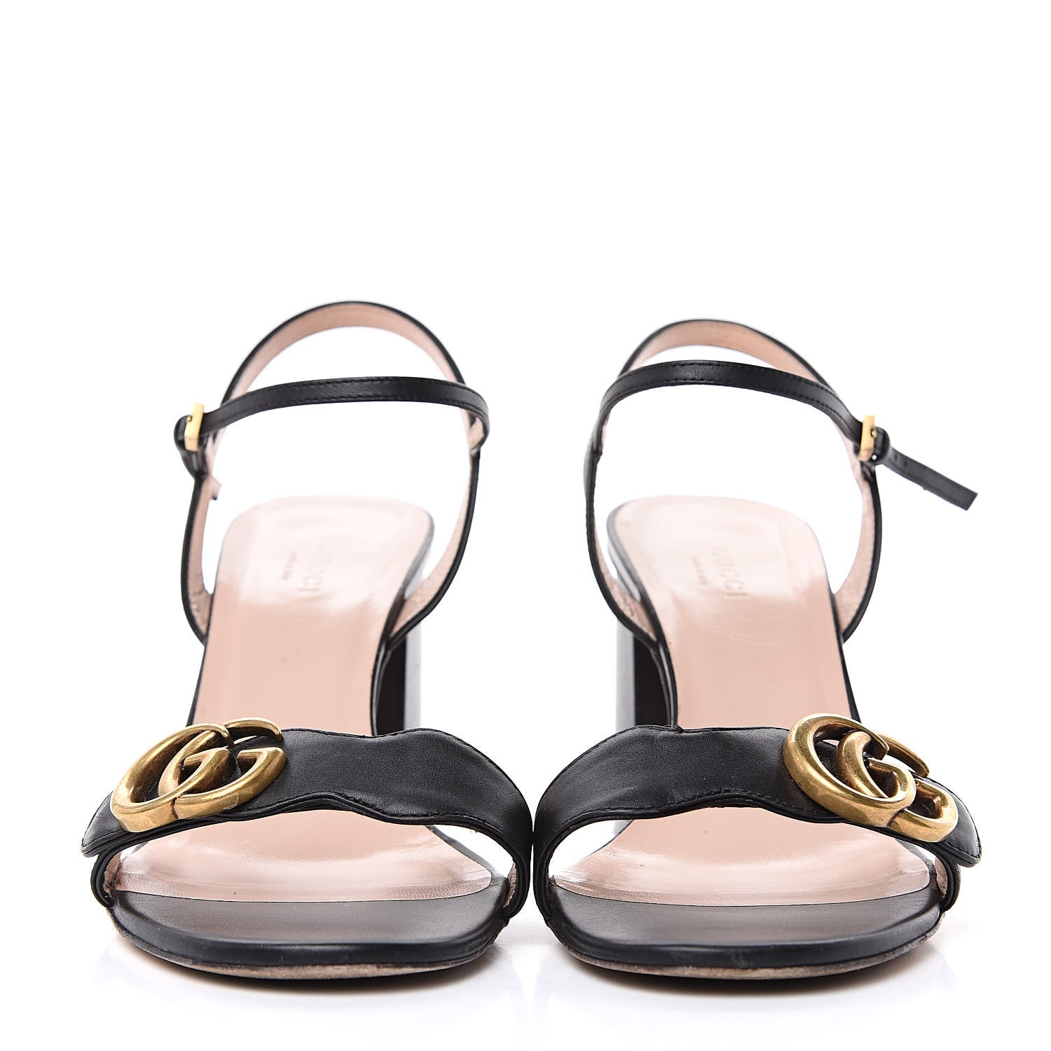 Gucci Lifford Calfskin GG Marmont Ankle Wrap 75mm Sandals 39 Black 2 of 12