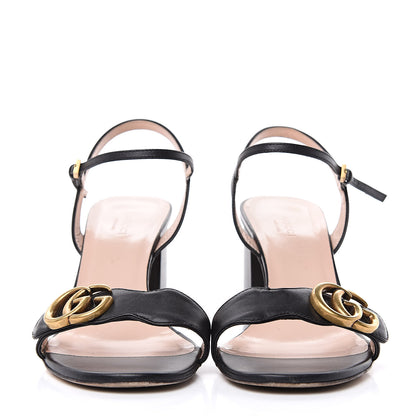 Gucci Lifford Calfskin GG Marmont Ankle Wrap 75mm Sandals 39 Black 2 of 12