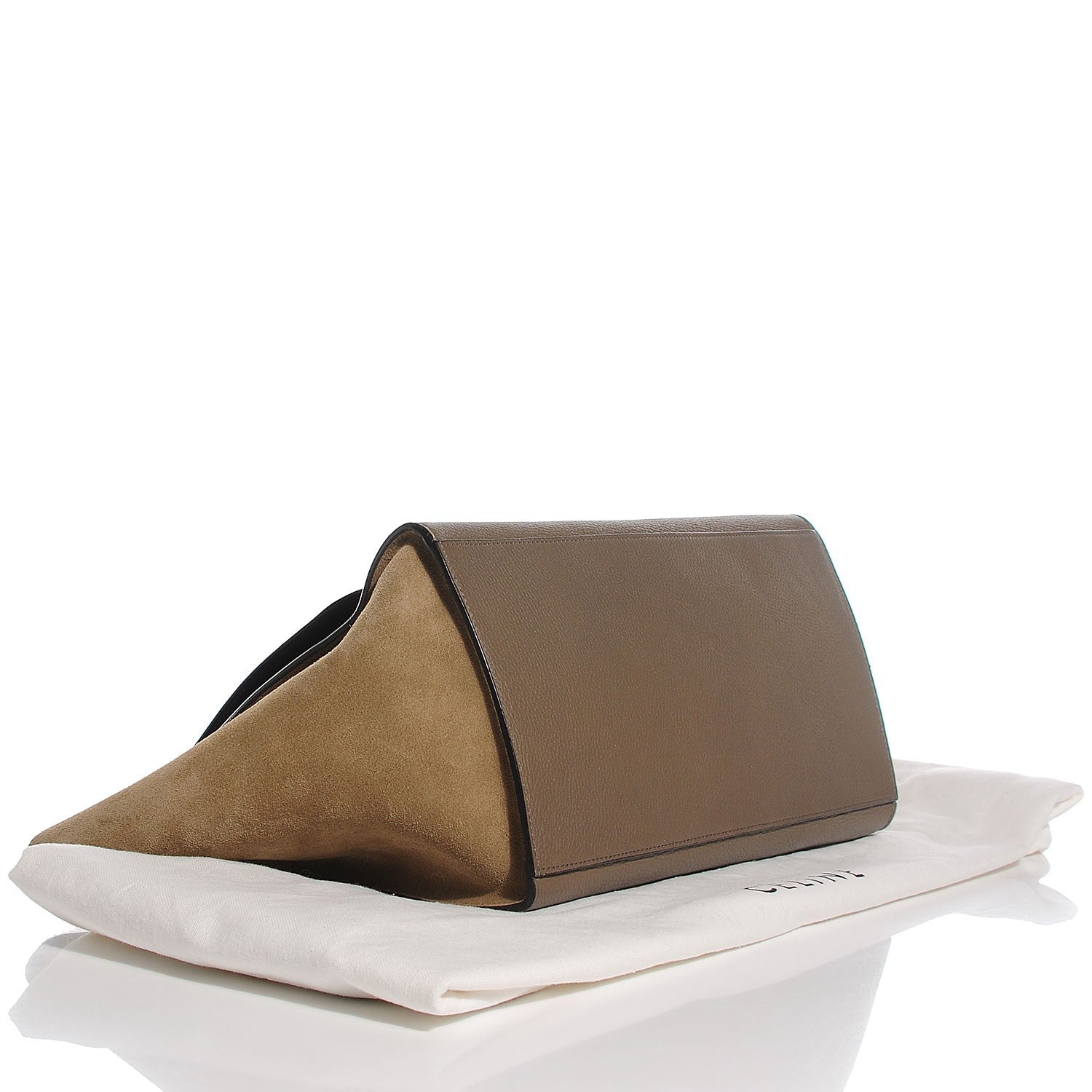 Celine Drummed Calfskin Suede Medium Trapeze Taupe 4 of 10