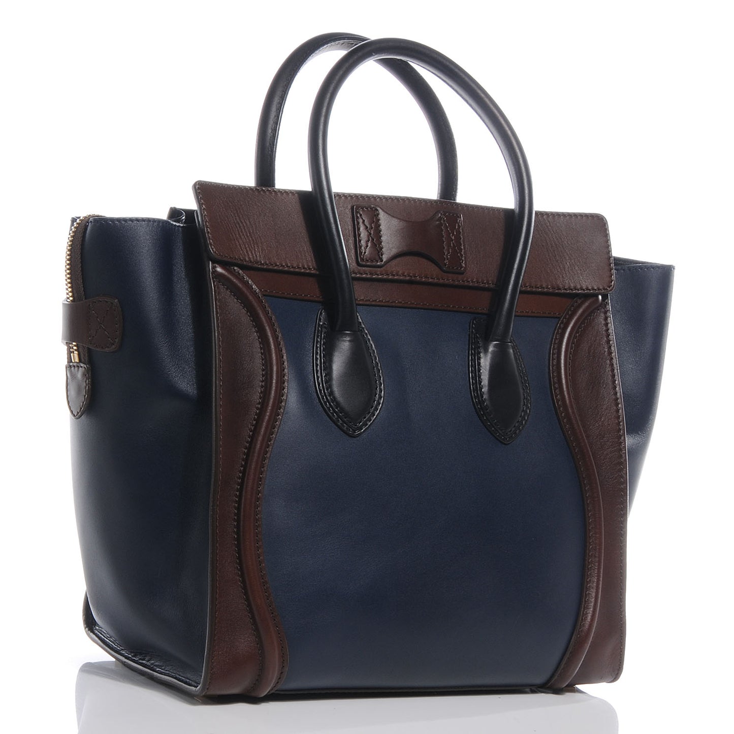 Smooth Calfskin Mini Tri-Color Luggage Navy