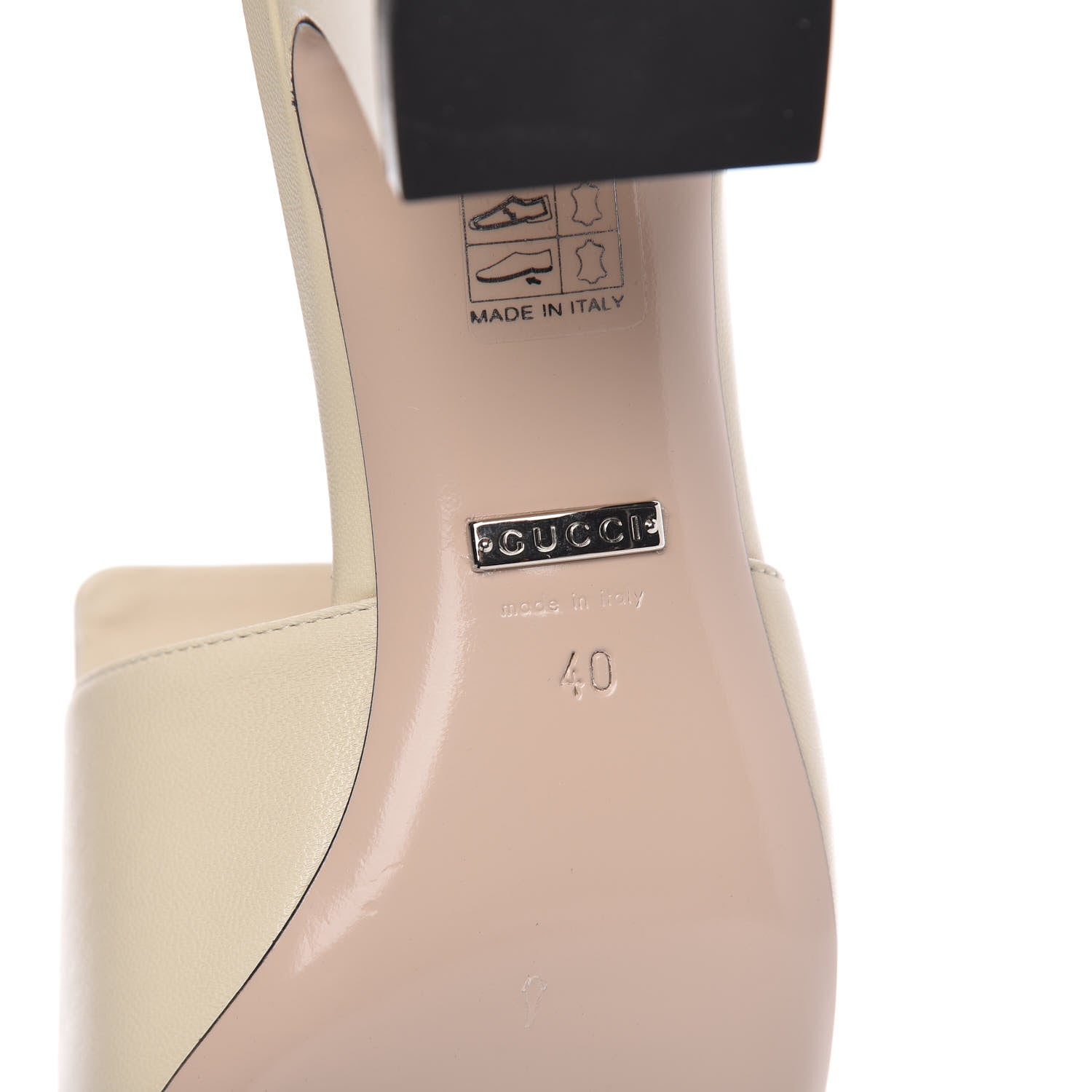 Gucci Malaga Kid Crystal Square G Madelyn Mules 40 Vintage White 6 of 9