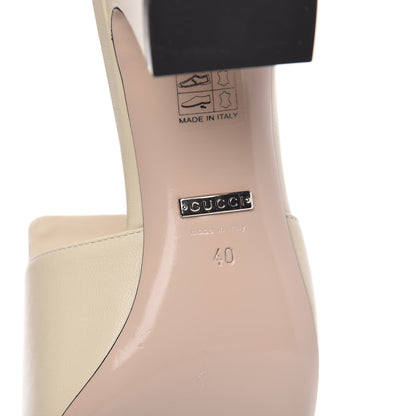 Gucci Malaga Kid Crystal Square G Madelyn Mules 40 Vintage White 6 of 9