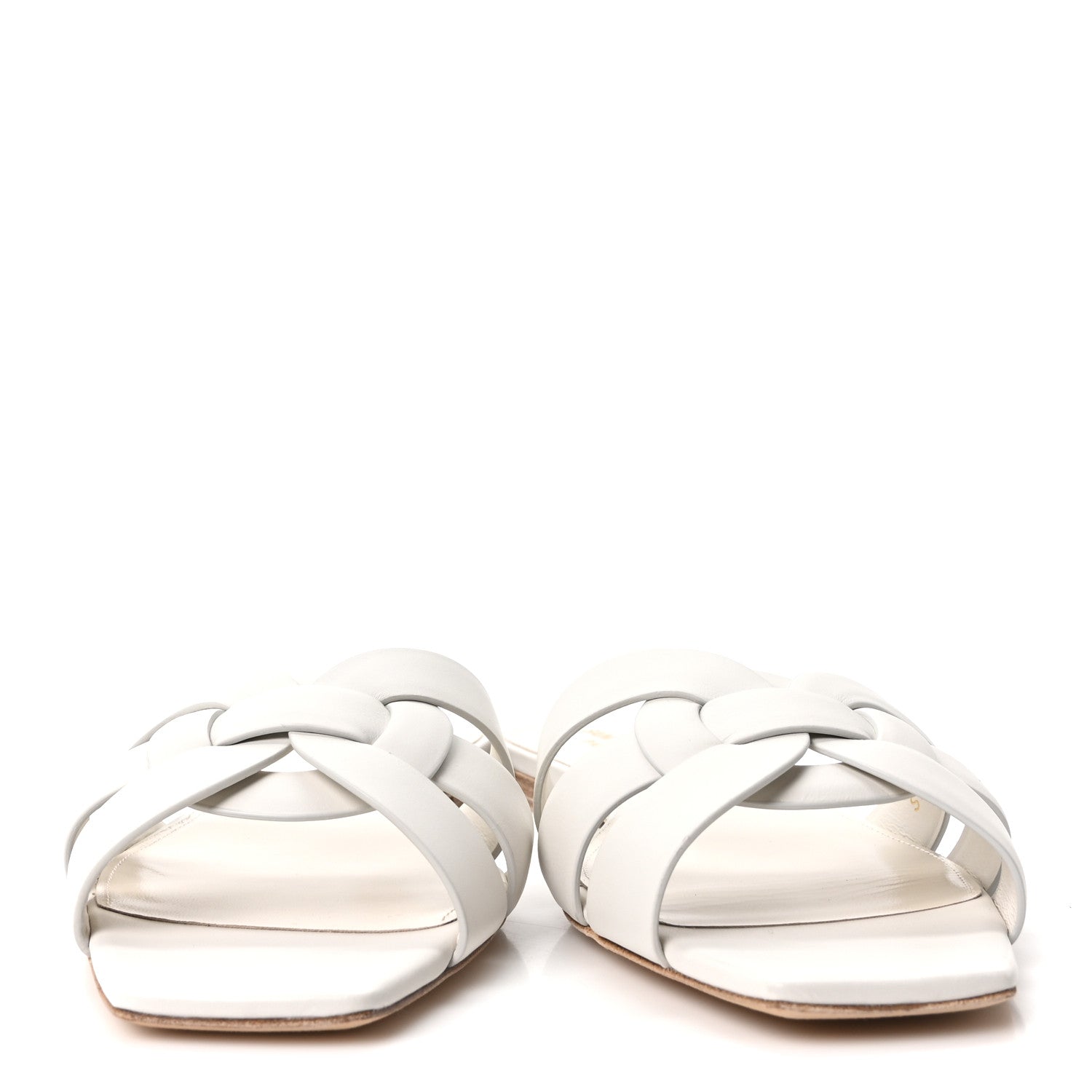 Saint Laurent Calfskin Tribute 05 Slide Sandals 39.5 Porcellana 3 of 10