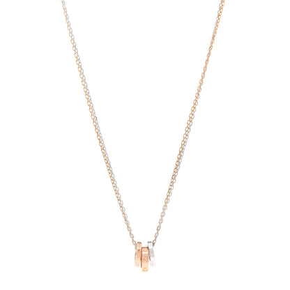 Cartier 18K White Pink Gold Diamond Three Ring LOVE Pendant Necklace 1 of 5