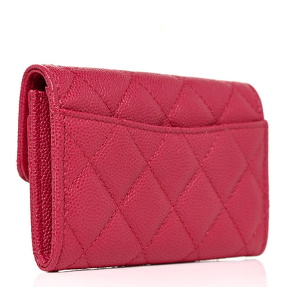 Chanel Caviar Quilted Flap Card Holder Wallet Dark Pink 3 of 11