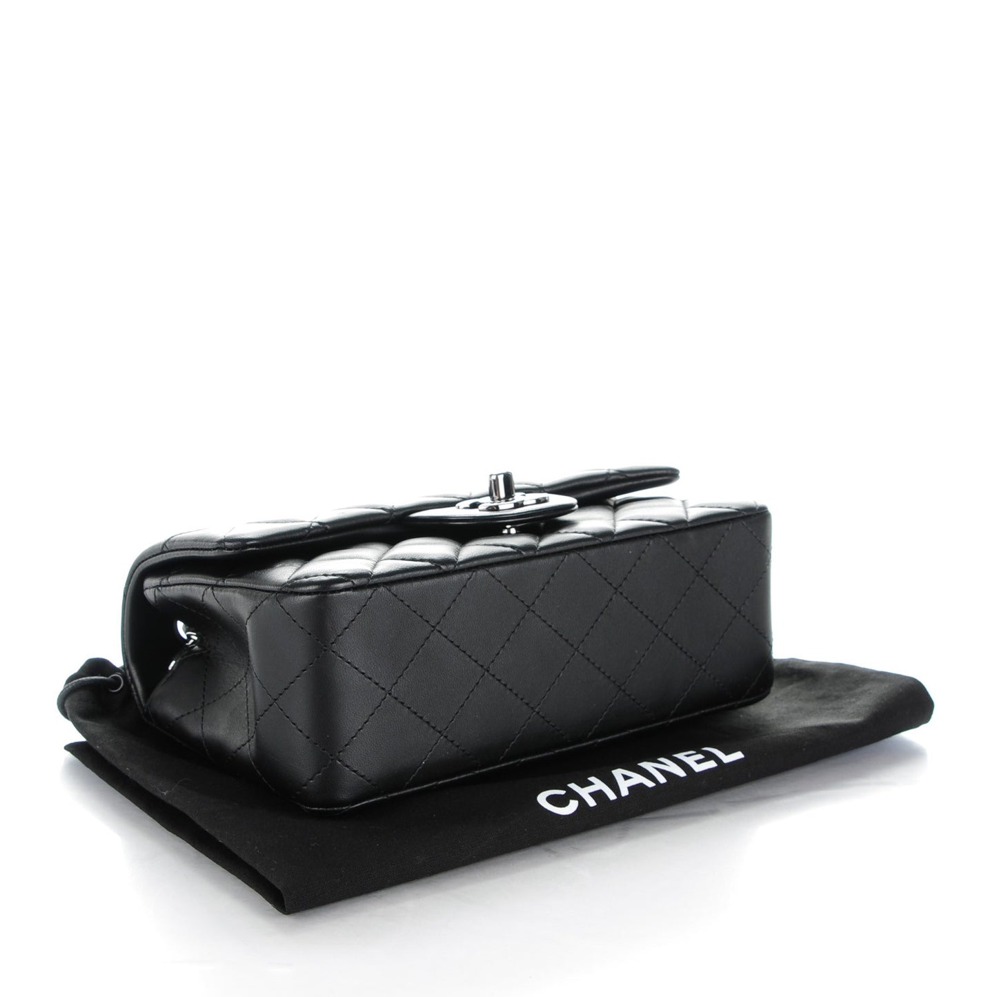 Lambskin Quilted Mini Rectangular Flap Black