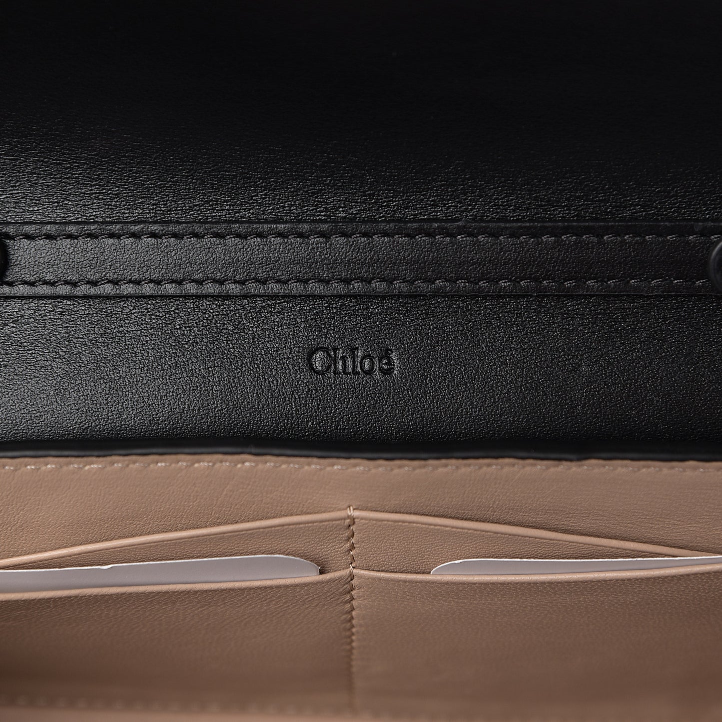Shiny Grained Calfskin Aby Wallet on Chain Black