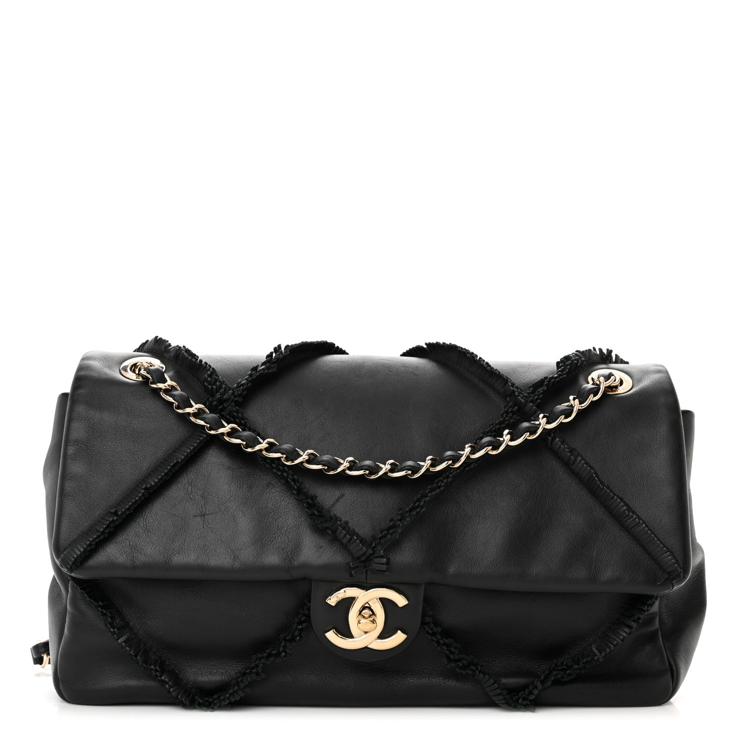 Chanel Lambskin Fringe Single Flap Black 1 of 12