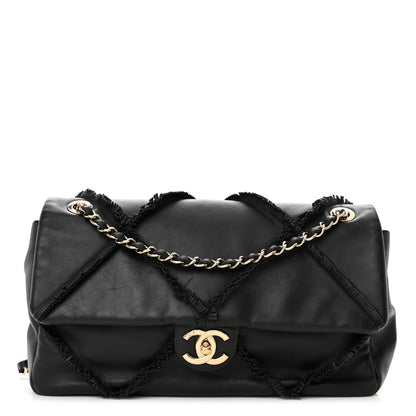 Chanel Lambskin Fringe Single Flap Black 1 of 12