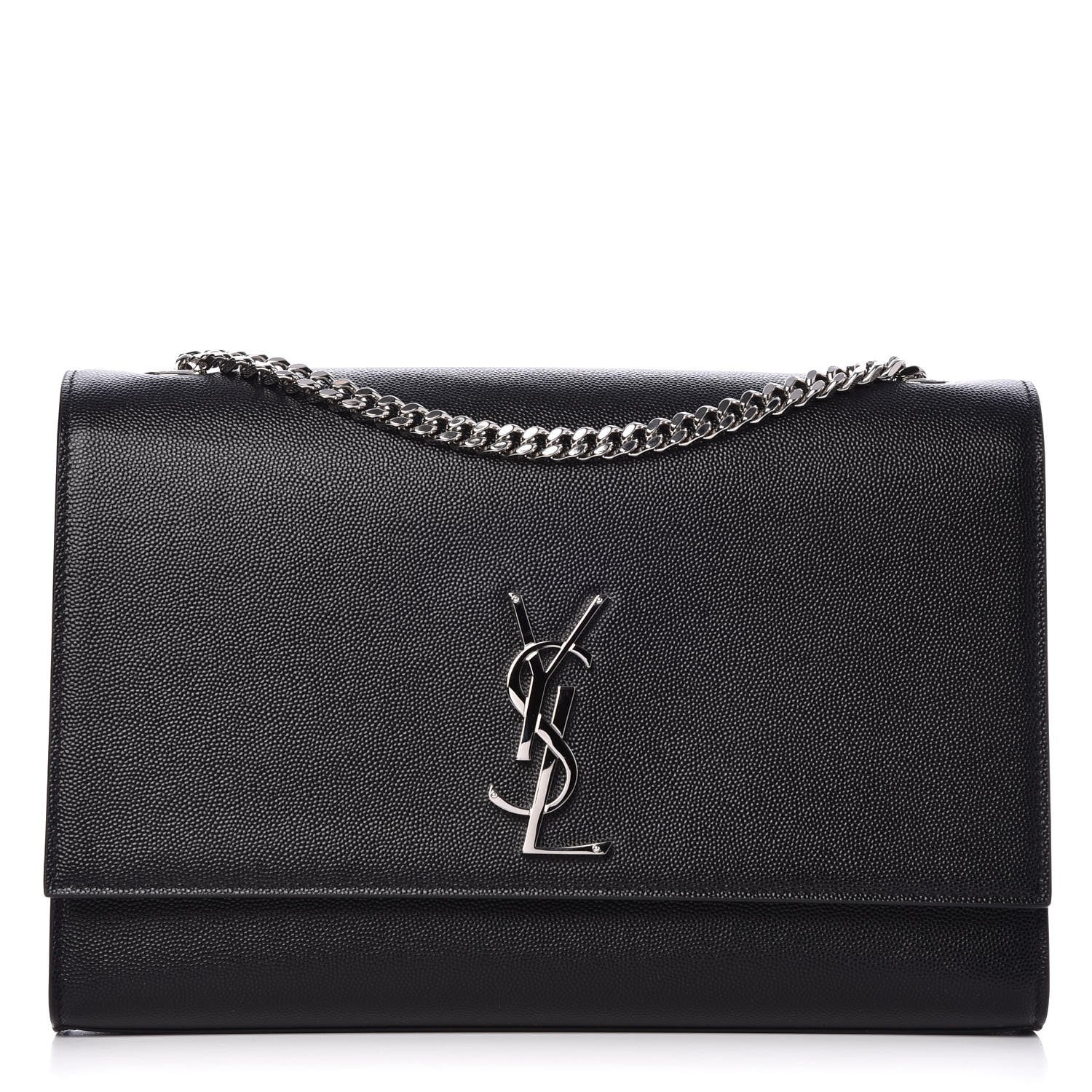 Saint Laurent Grain De Poudre Large Classic Monogram Kate Satchel Black 1 of 6