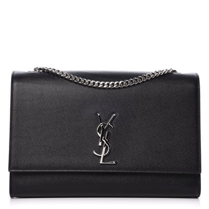 Saint Laurent Grain De Poudre Large Classic Monogram Kate Satchel Black 1 of 6