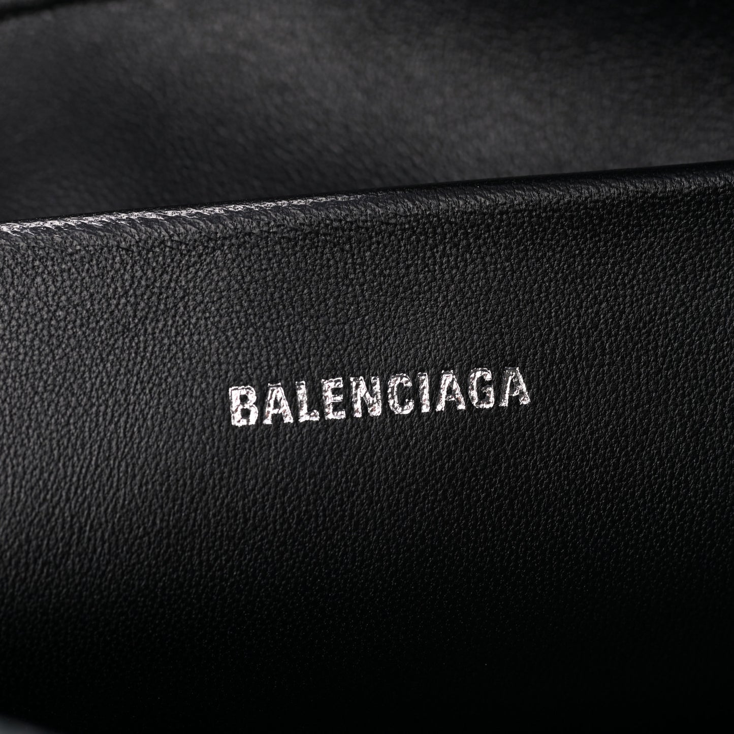 Sheepskin Shearling Contrasted Logo Large Zip Pouch Black