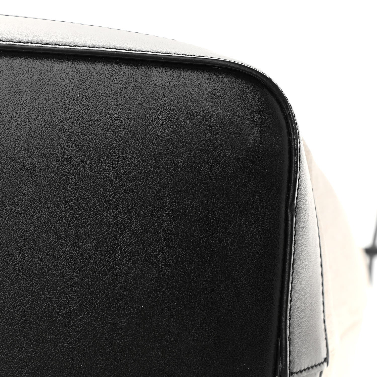 Saint Laurent Canvas Calfskin Teddy Drawstring Shopping Tote White Black 13 of 13