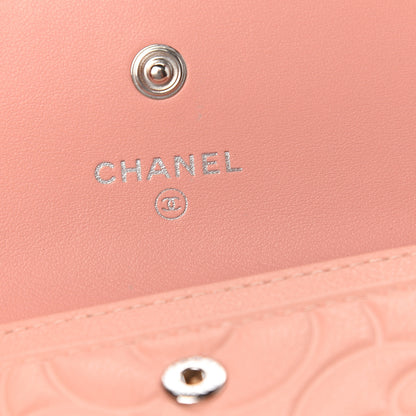 Chanel Goatskin Camellia Embossed Card Holder Wallet Light Pink 5 of 8