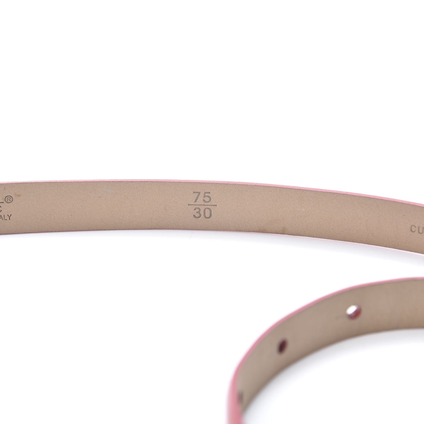 Patent Calfskin CC Logo Skinny Belt 75 30 Pink