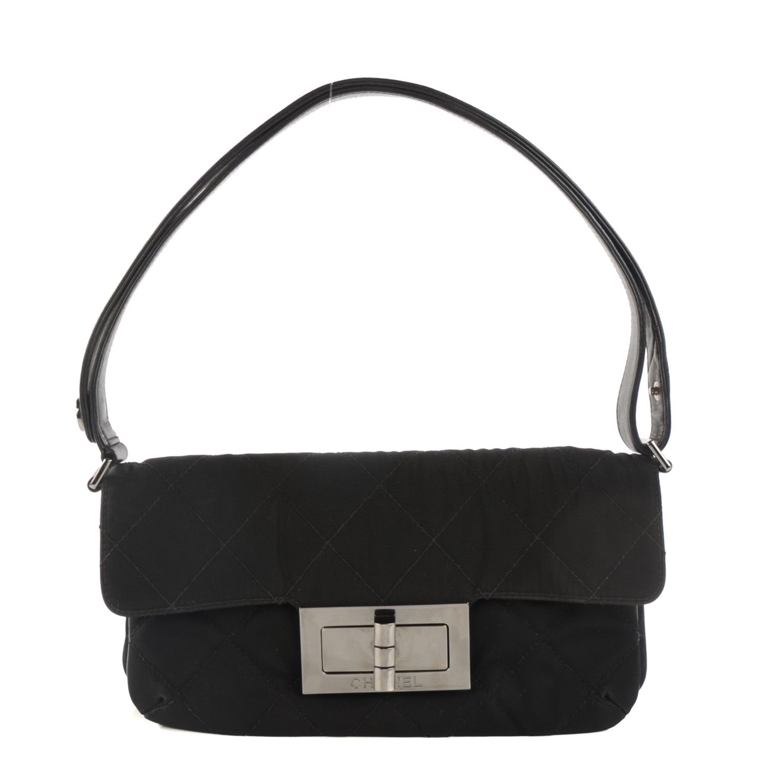 Chanel Nylon Quilted Mademoiselle Messenger Flap Bag Black 1 of 8