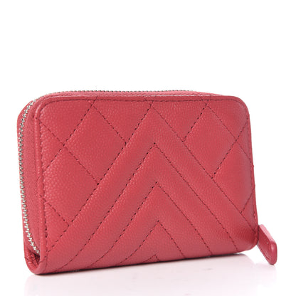 Chanel Caviar Quilted Diamond CC Duo Zip Coin Purse Pink 3 of 8