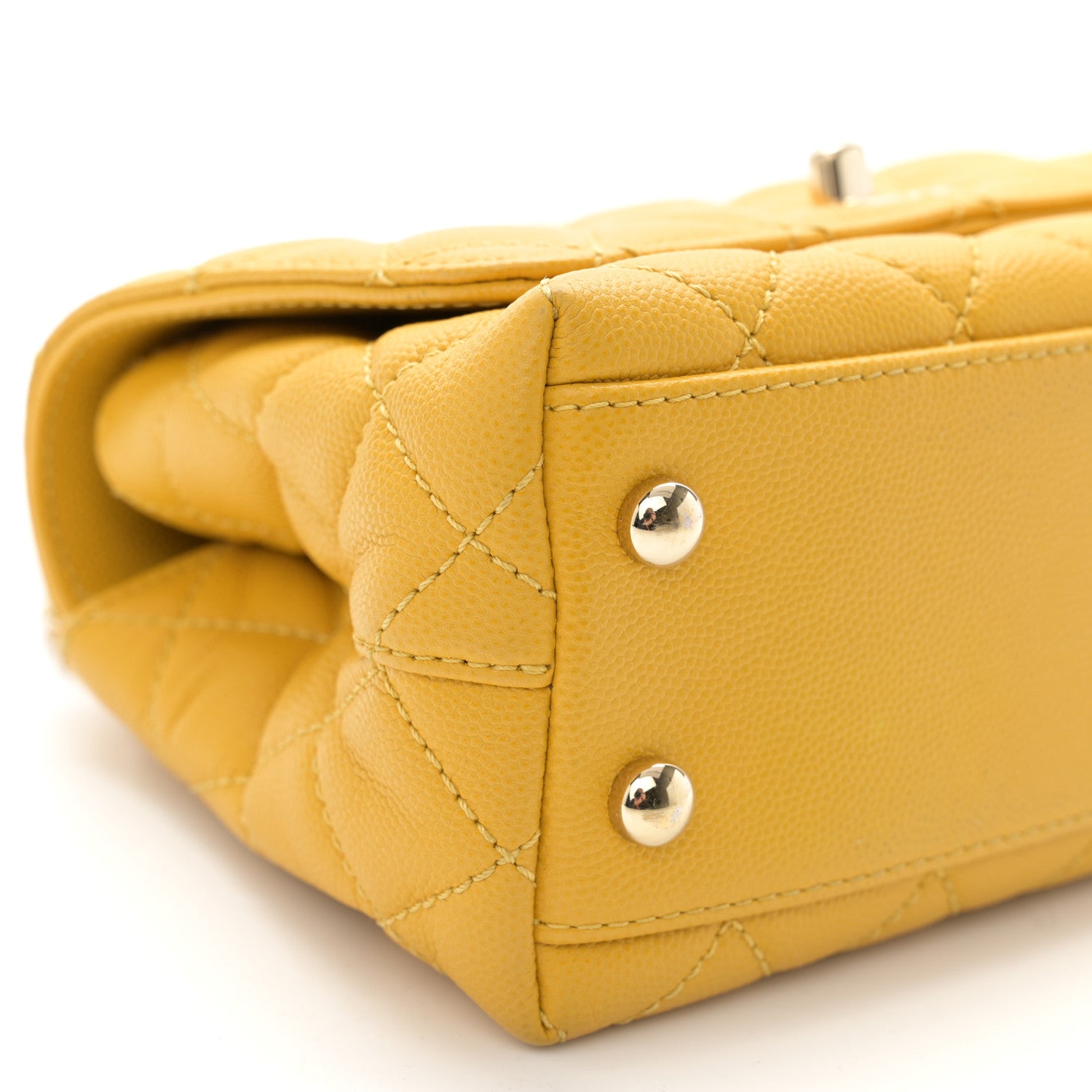Chanel Caviar Quilted Extra Mini Coco Handle Flap Yellow 9 of 11