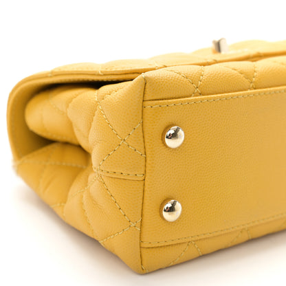 Chanel Caviar Quilted Extra Mini Coco Handle Flap Yellow 9 of 11