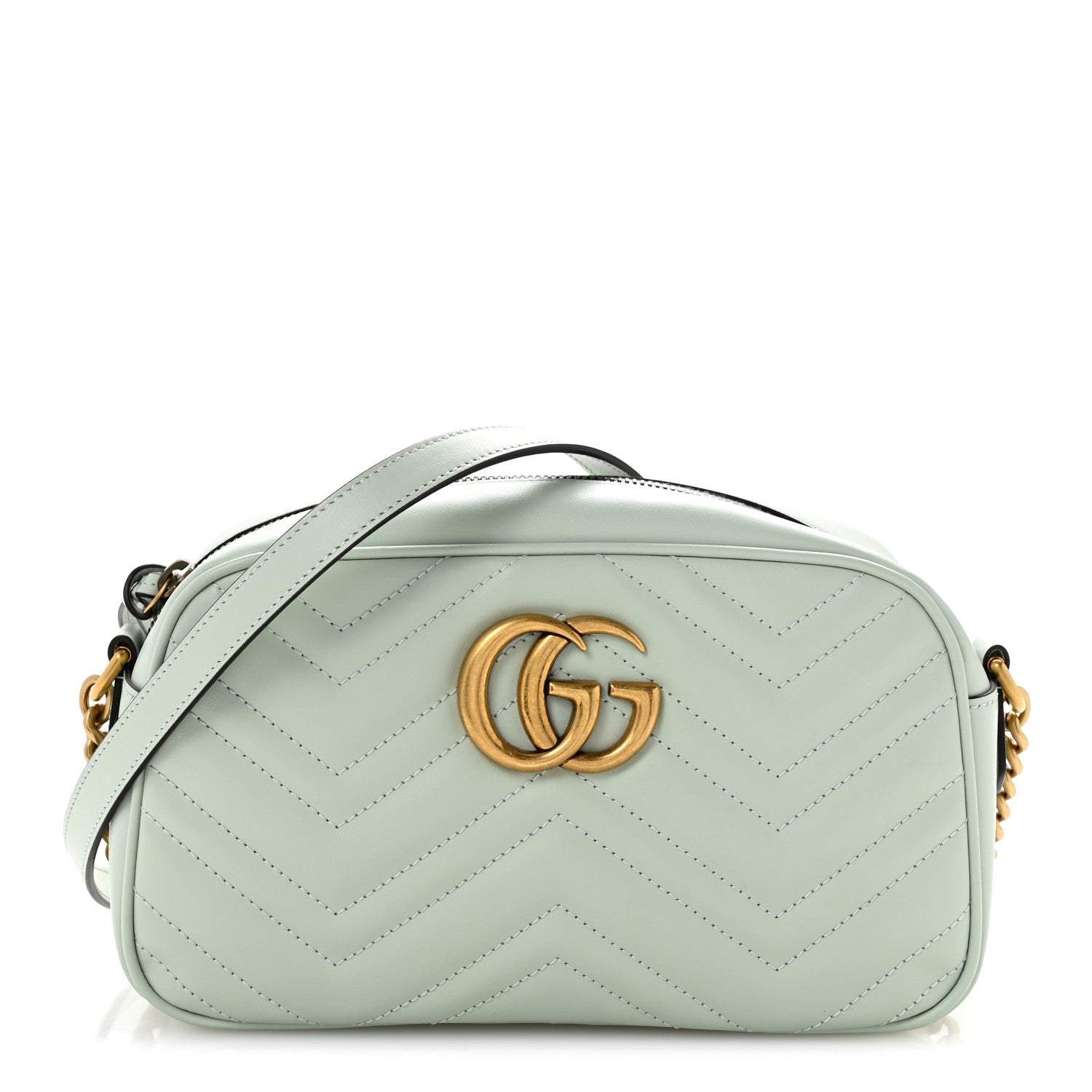 Gucci Calfskin Matelasse Small GG Marmont Chain Shoulder Bag Salvy Green 1 of 10