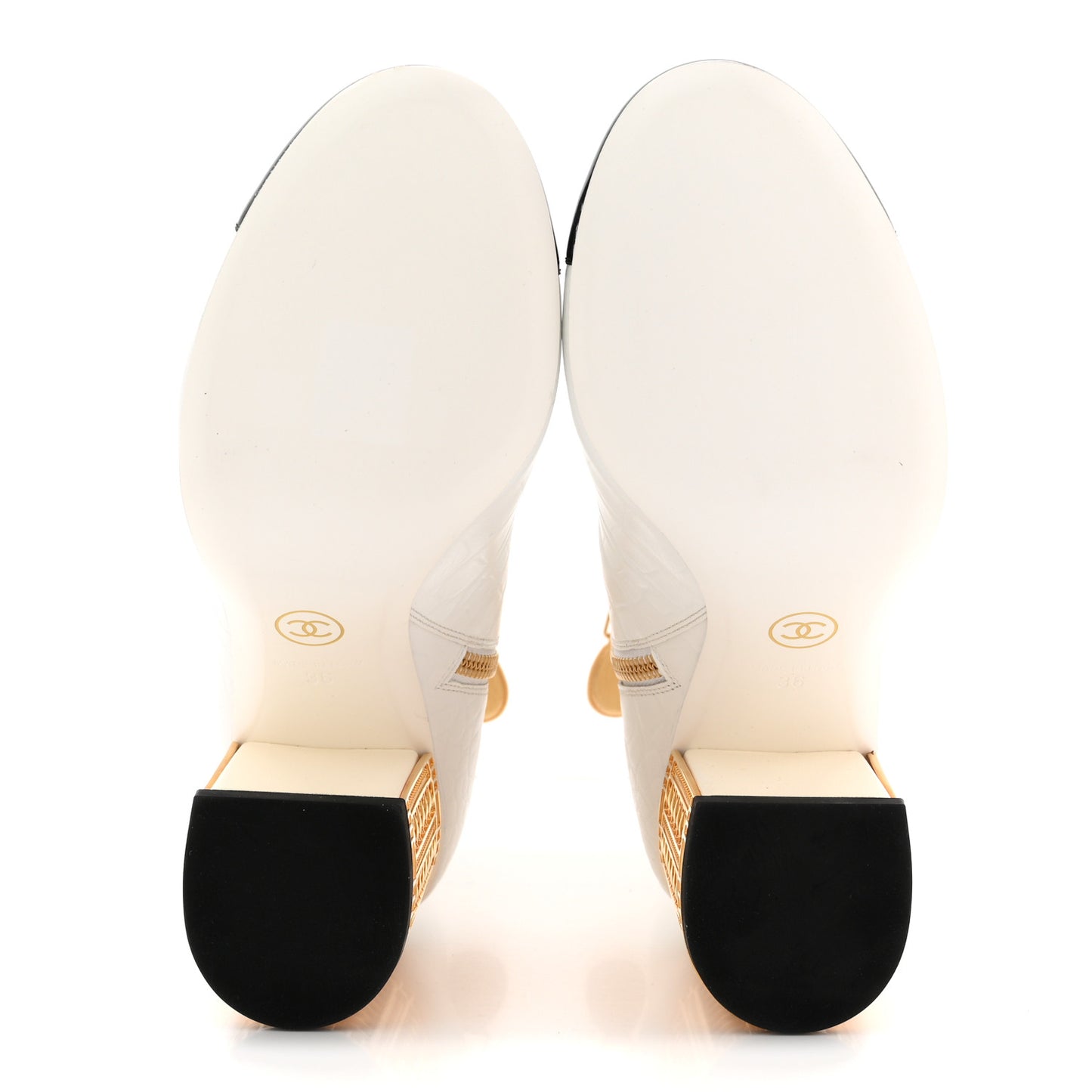 Calfskin Crocodile Embossed Patent Cap Toe Metiers D'Art Ankle Boots 36 White Black