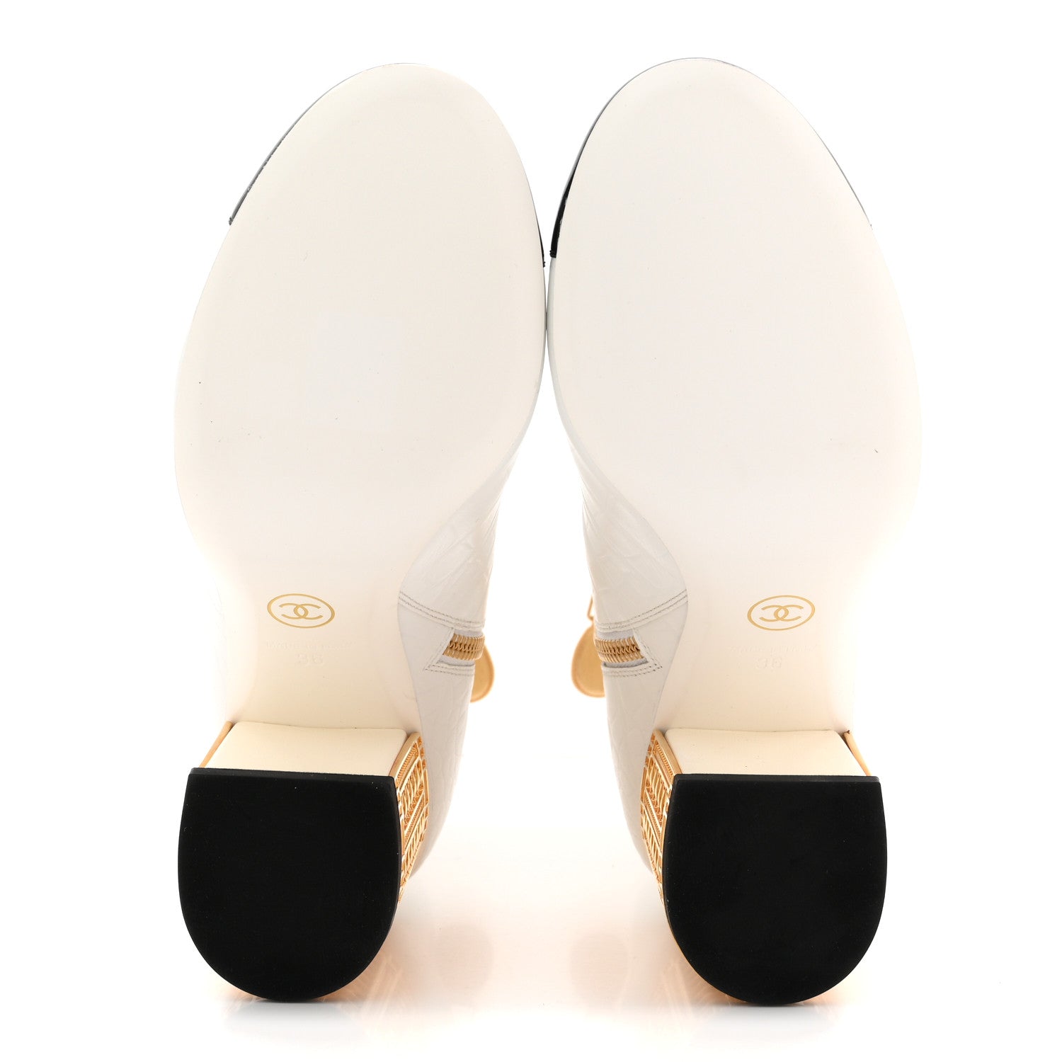 Chanel Calfskin Crocodile Embossed Patent Cap Toe Metiers D'Art Ankle Boots 36 White Black 7 of 12