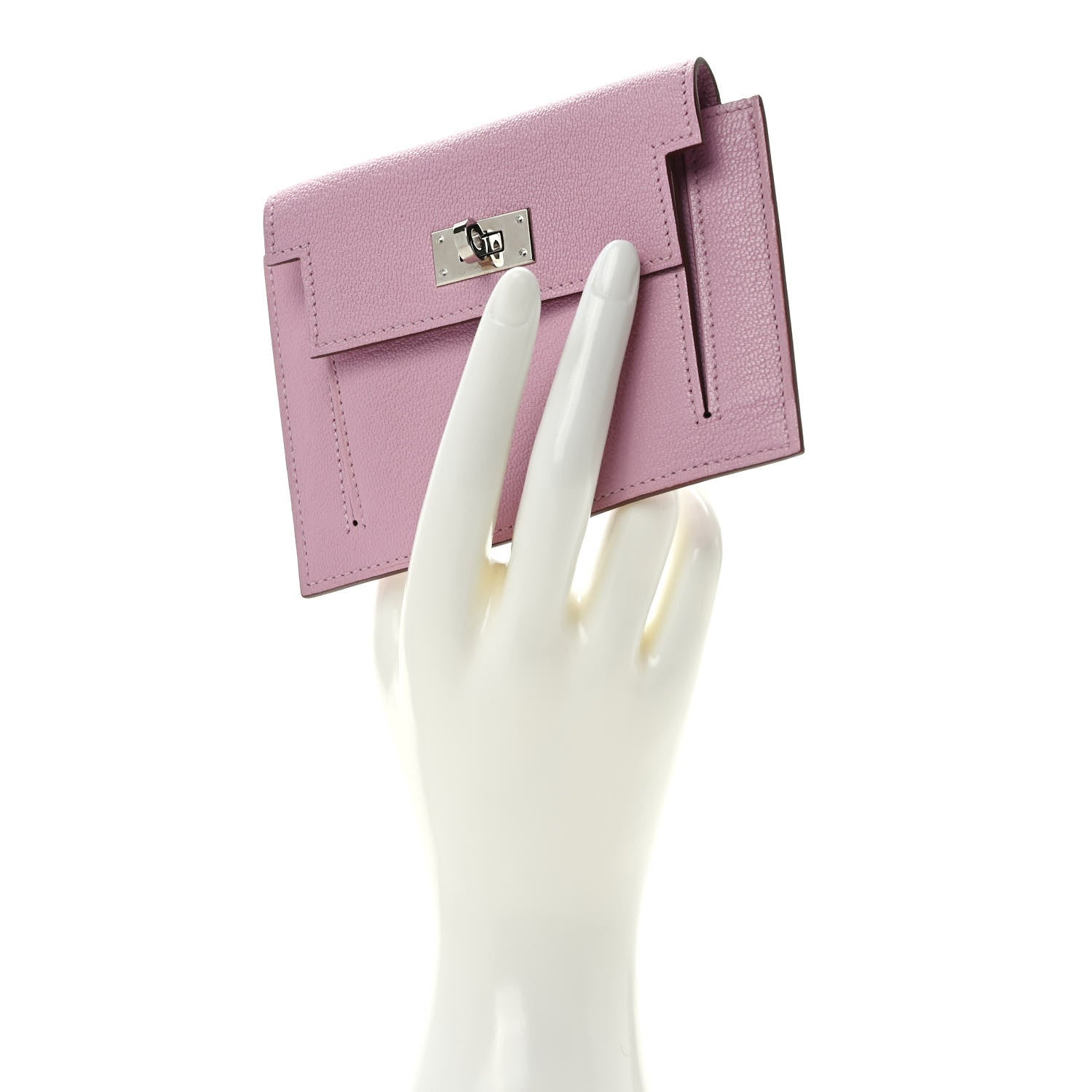 Hermes Chevre Mysore Kelly Pocket Compact Wallet Mauve Sylvestre 2 of 6