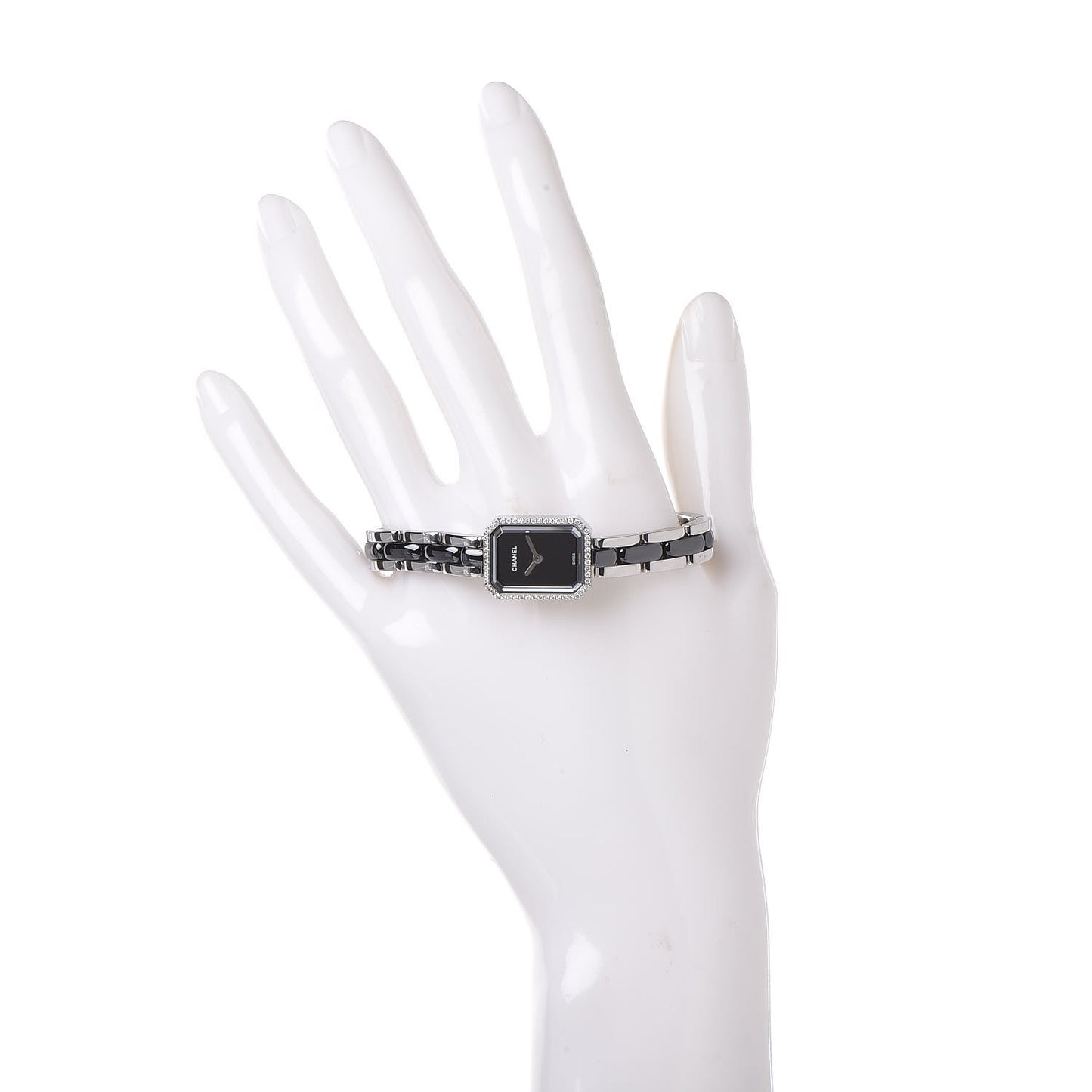 Stainless Steel Ceramic Diamond Bezel 16mm Premiere Quartz Watch Black