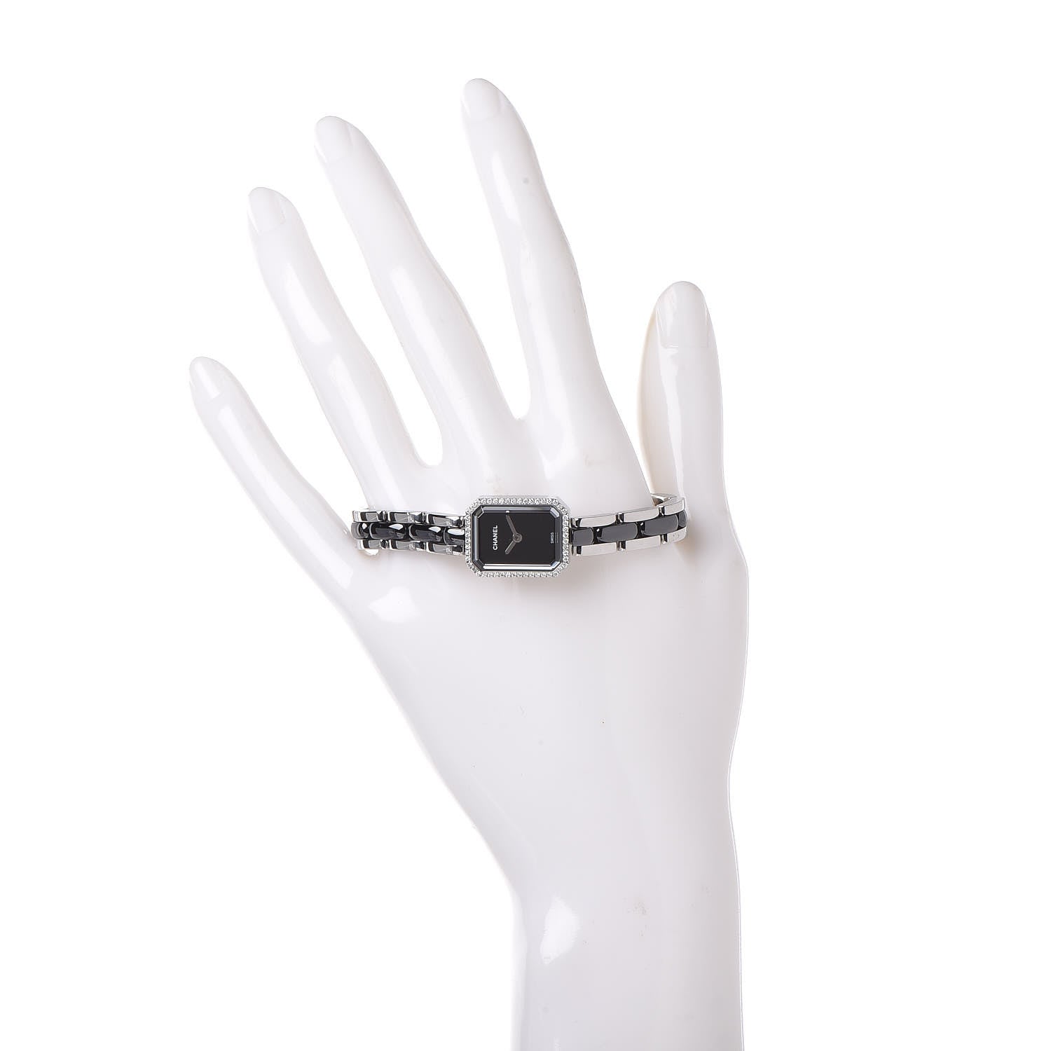 Chanel Stainless Steel Ceramic Diamond Bezel 16mm Premiere Quartz Watch Black 2 of 6