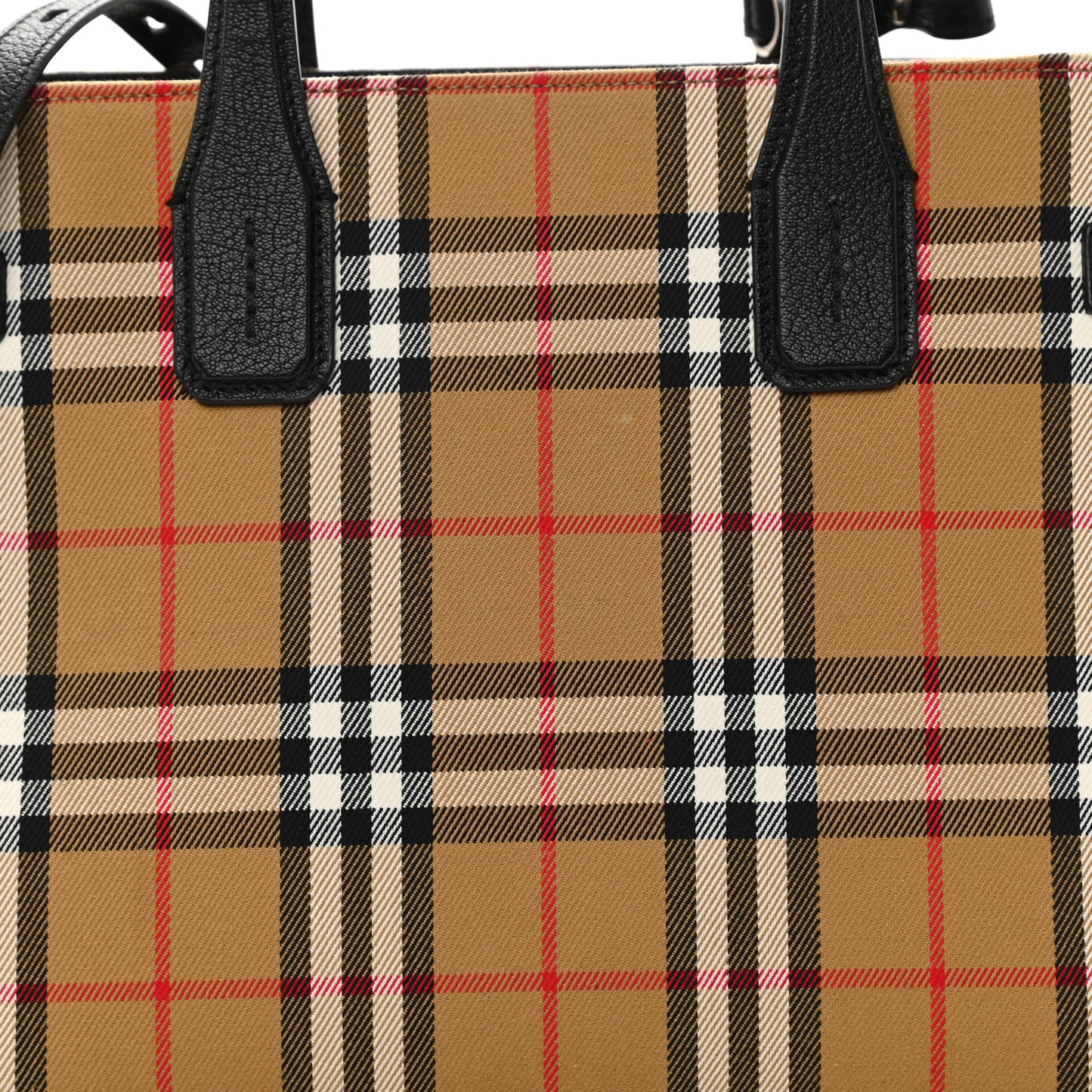 Goatskin Vintage Check Medium Banner Tote Black