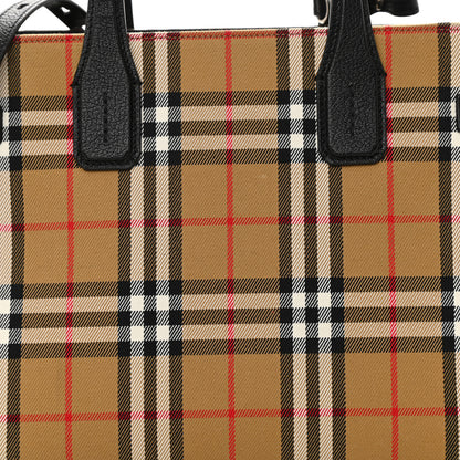 Burberry Goatskin Vintage Check Medium Banner Tote Black 9 of 11