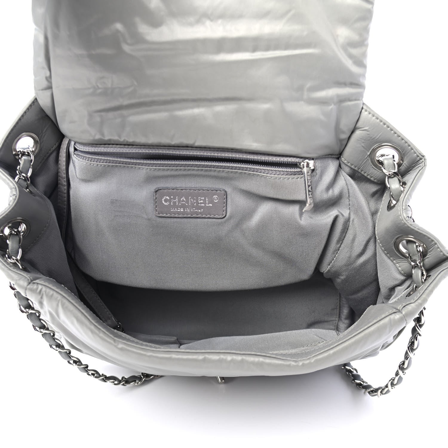 Chanel Nylon Quilted Tweed Stitch Bubble Flap Grey 4 of 5