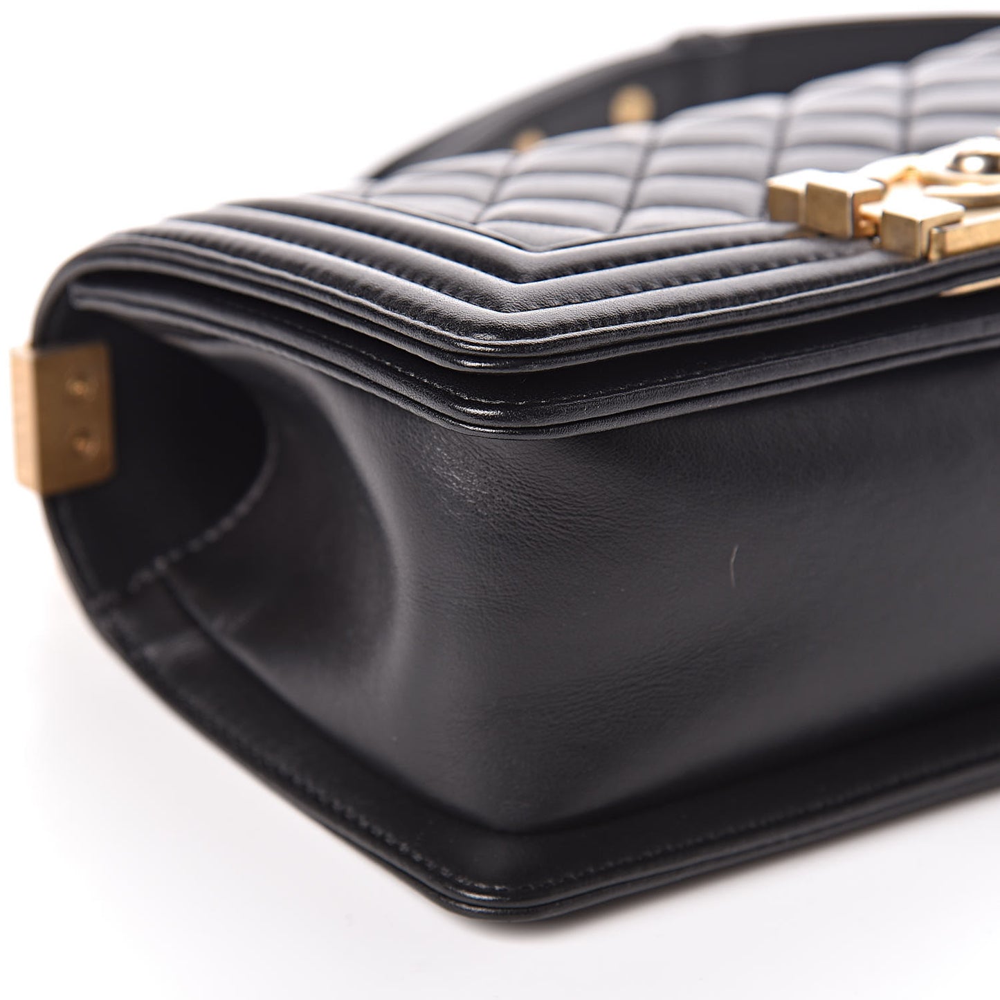Calfskin Quilted Small Boy Flap Black