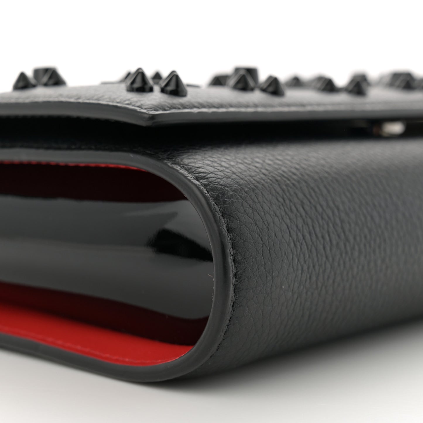 Calfskin Spikes Loubinthesky Paloma Clutch  Black