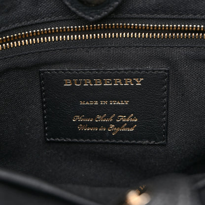 Burberry Derby Calfskin House Check Small Banner Tote Black 6 of 14
