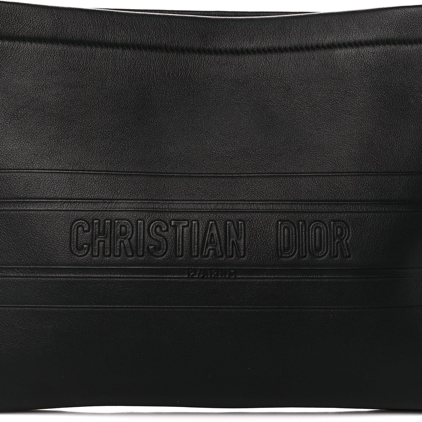 Calfskin Medium Diordouble Zip Pouch Black