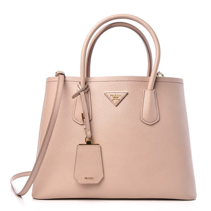 Prada Saffiano Cuir Medium Double Bag Cammeo Rosa 1 of 8