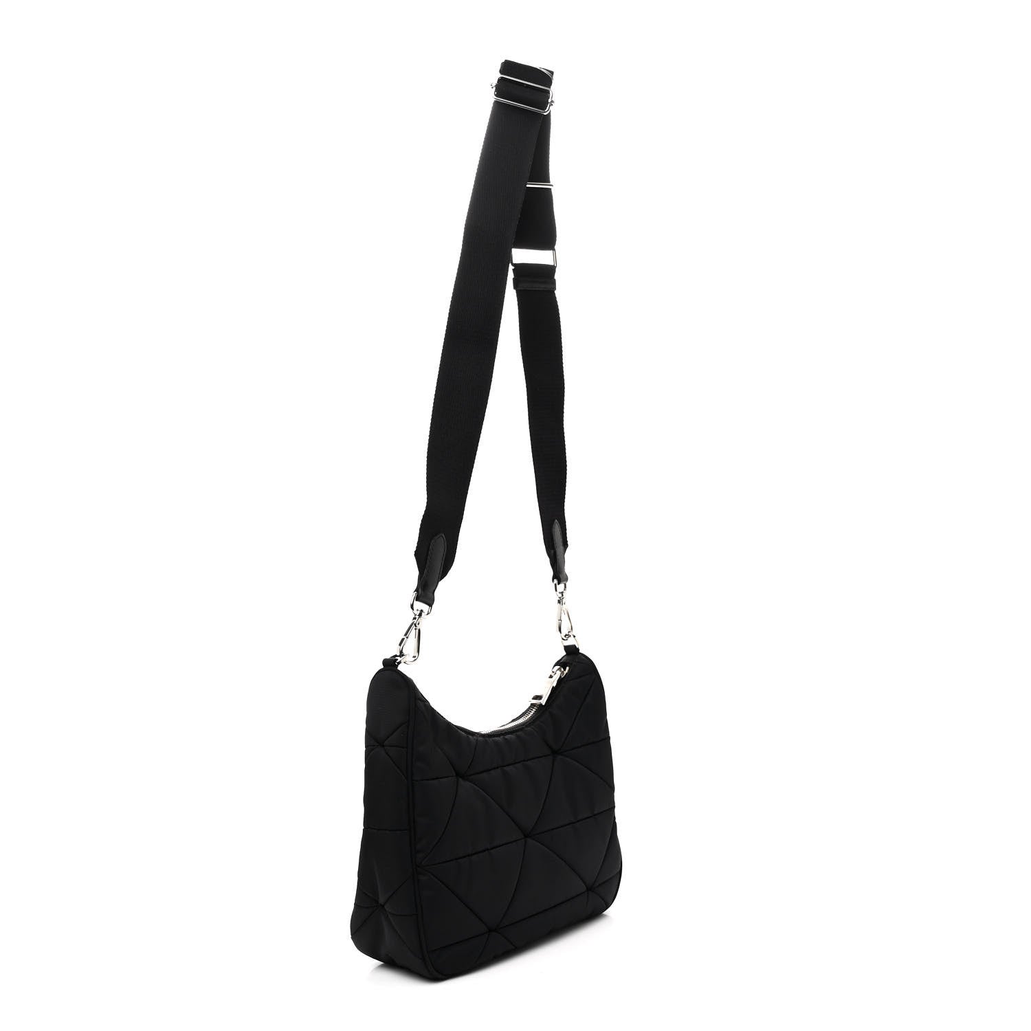 Prada Tessuto Nylon Triangle Quilted Padded Patchwork System Shoulder Bag Black 3 of 10