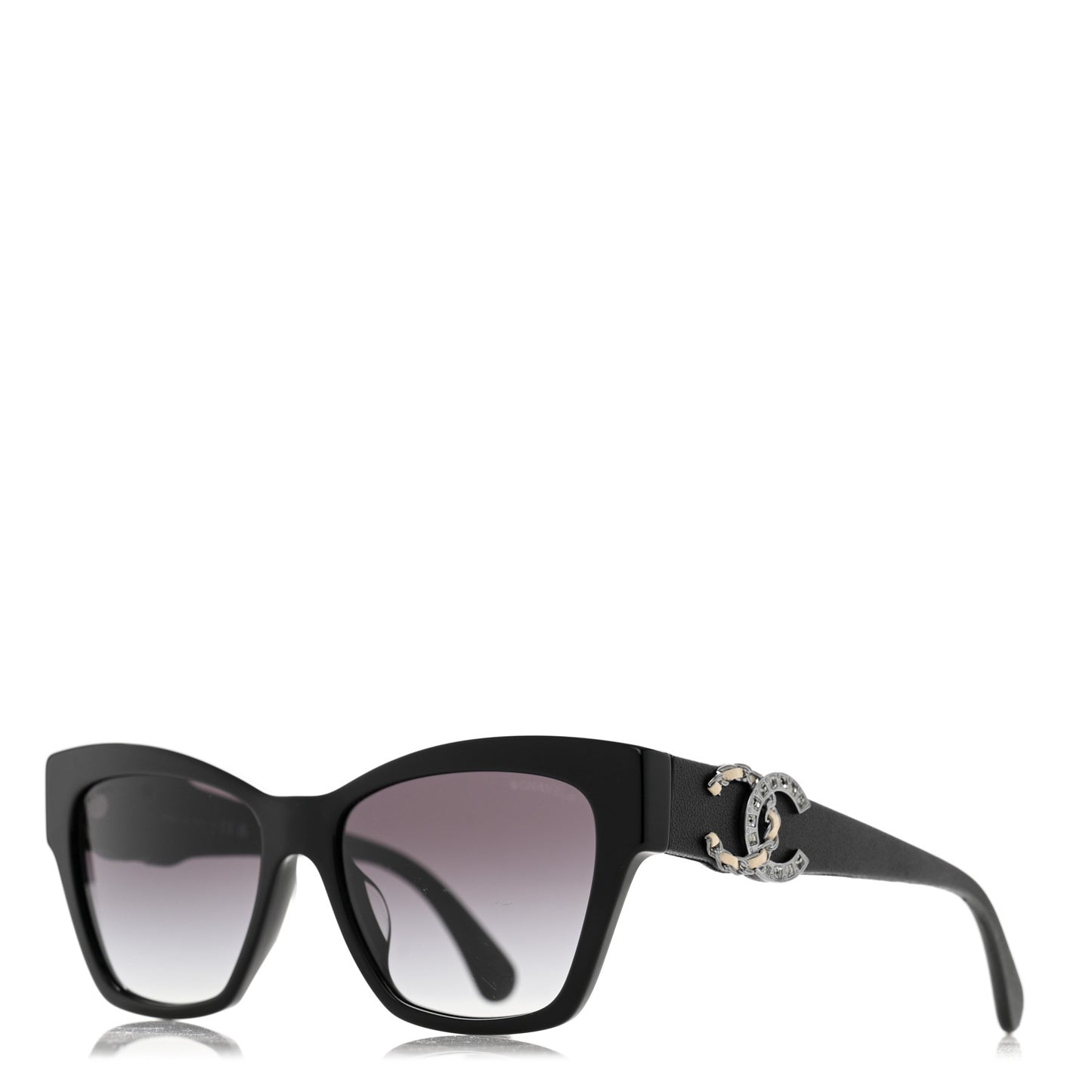 Acetate Square Cat Eye CC Sunglasses 5456 Black