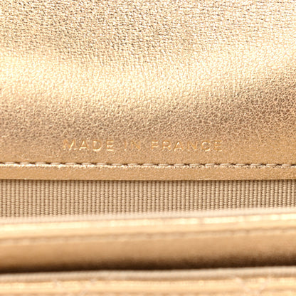 Chanel Metallic Lambskin Quilted Flap Card Holder Wallet Gold 7 of 9