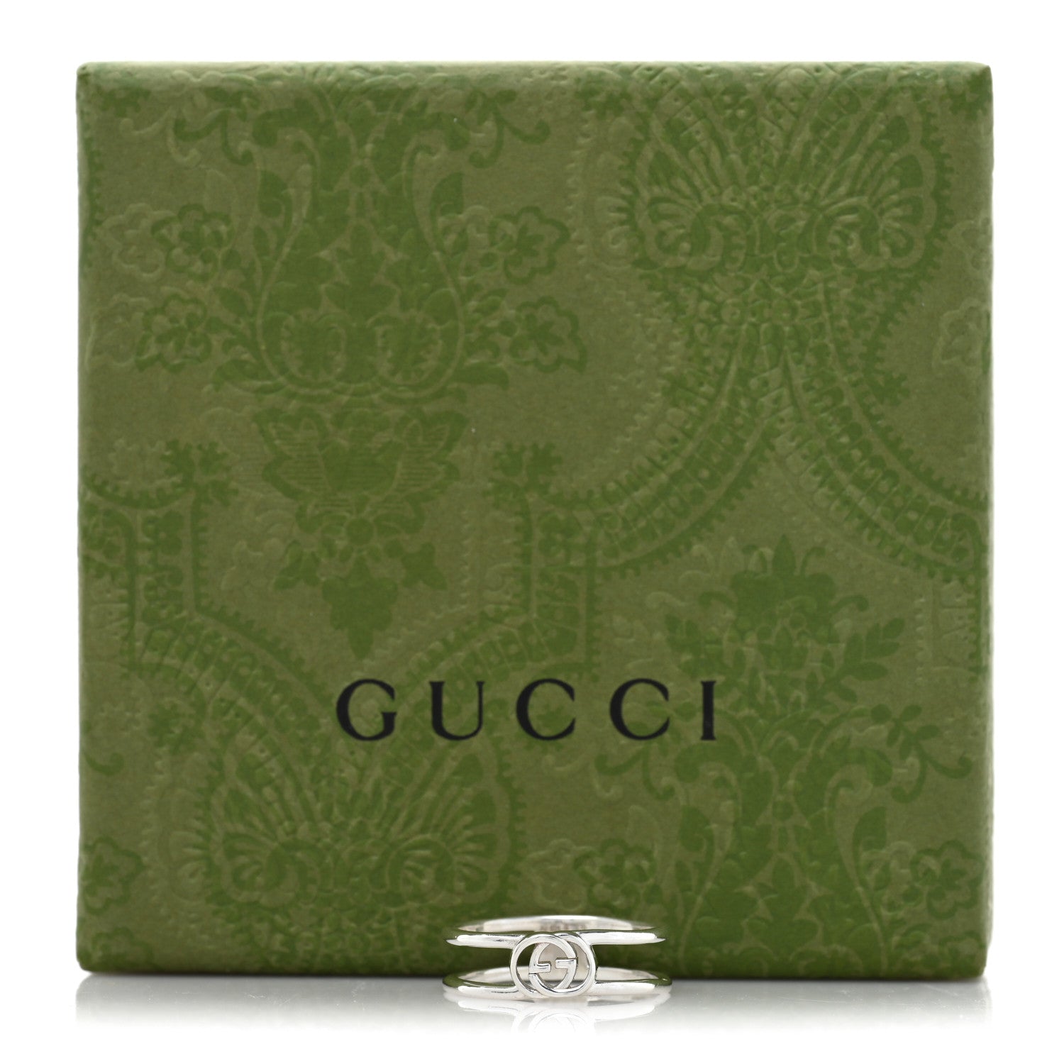 Gucci Sterling Silver 6mm Interlocking G Open Band Ring 56 7.5 4 of 4