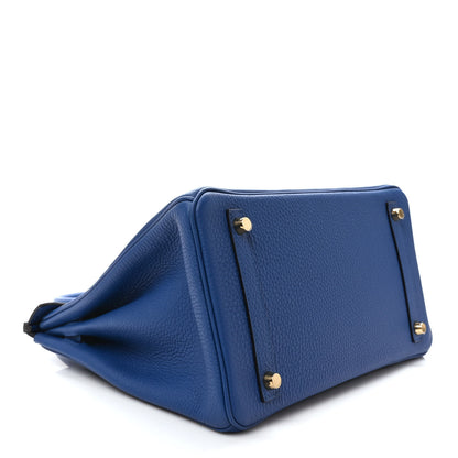 Hermes Taurillon Clemence Birkin 30 Bleu France 4 of 9